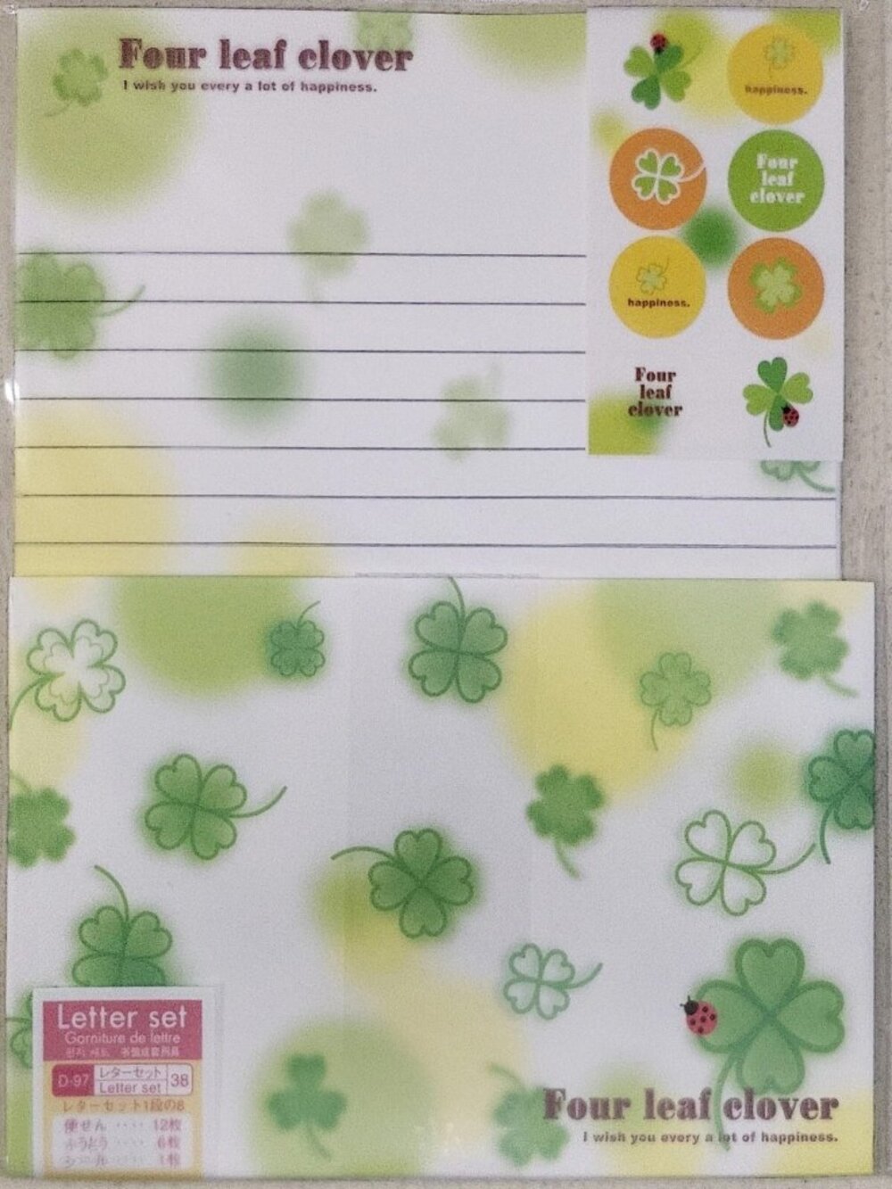 Daiso Japan Four leaf clover letter set